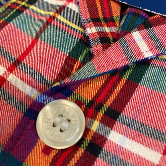 Men Polo Ralph Lauren 2-Piece 100% Cotton Tartan Plaid Pajamas Sleepwear Set S M - Picture 6 of 6